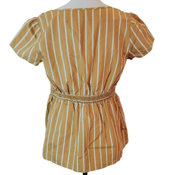 NWT Loft Beach Womans Size XS Brown Stripe Top Tie Close Front NEW - Picture 3 of 7